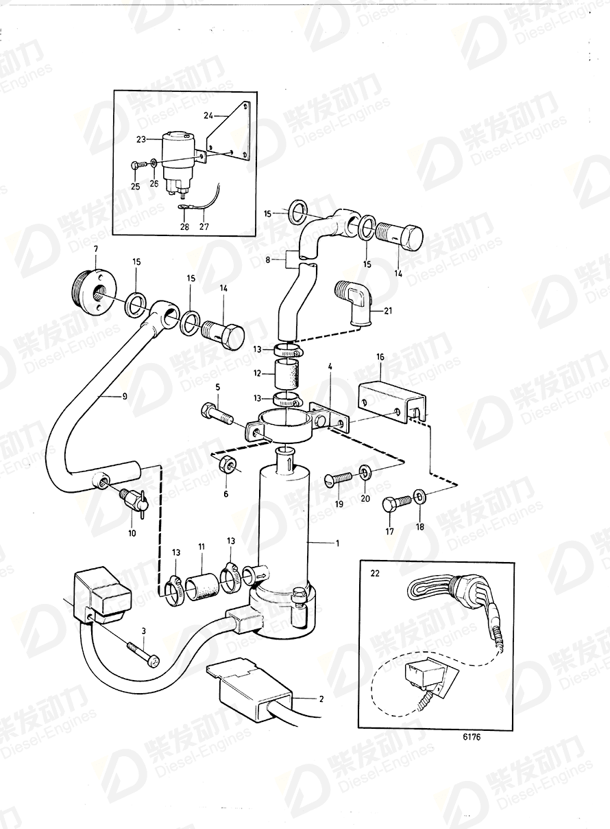 volvo penta Engine heater 822348 Drawing